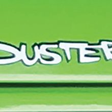 Duster badge on 1973 Duster
