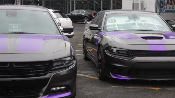 2 Plum Crazy Chargers with flat black stripes