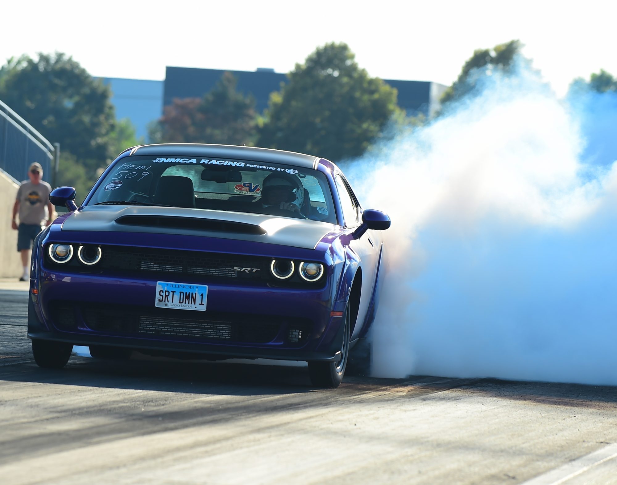 vehicle doing a burnout