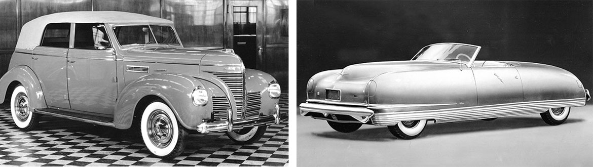 1939 Plymouth Deluxe Convertible
Sedan and 1940 Chrysler Thunderbolt