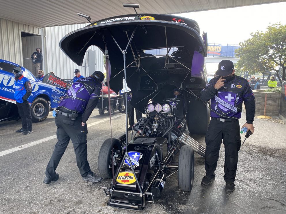 Jack Beckman getting ready to race