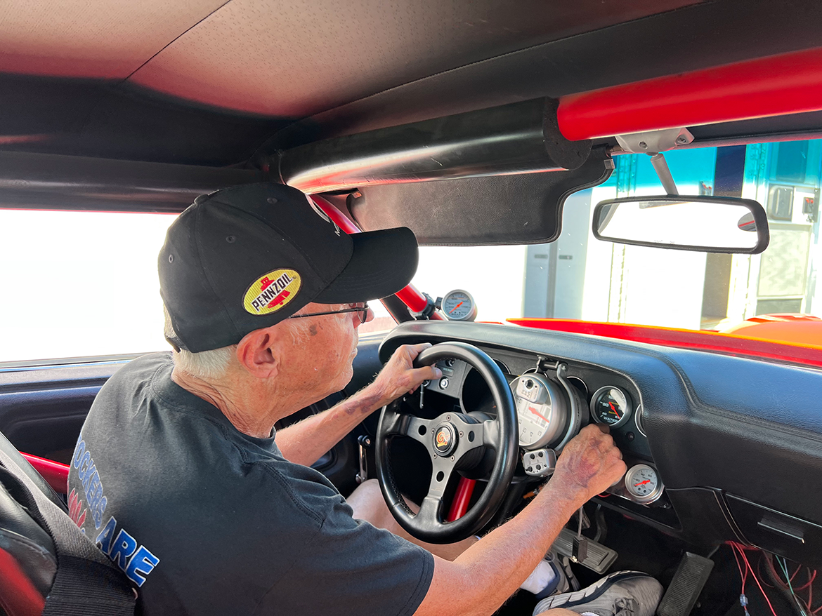 Man behind the steering wheel of a vehicle