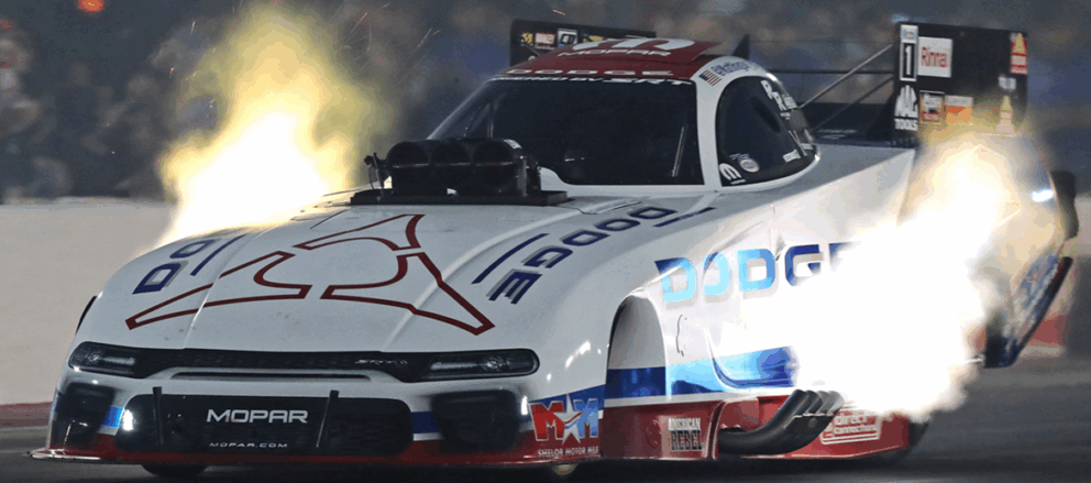 Pruett, Hagan Reach Four-Wide Nationals Final Rounds in TSR Dodge Nitro Cars, Pruett Races Husband Stewart for First Time in Top Fuelimage